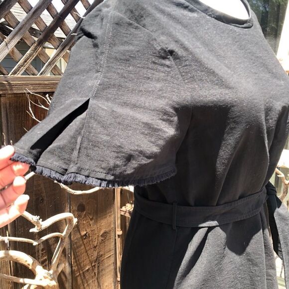 Maje Black Cotton Blend Wrap w/ Belt Mini Dress - Picture 4 of 16